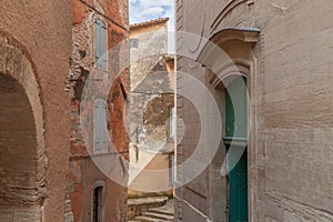 Medieval provencal village Gordes narrow streets, limestone old buildings with portals.Â Vaucluse, Provence